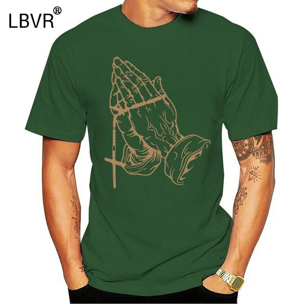 

praying hands t shirt black gold blessed rosary cross tattoo drake rap urban tee