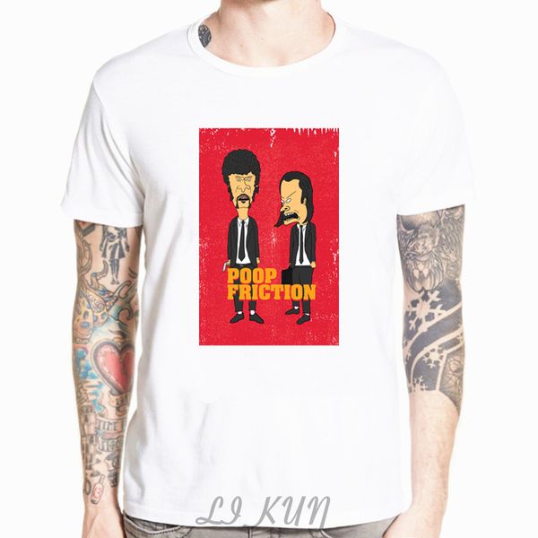 

pulp fiction x beavis and butthead poop fiction funny white t-shirt m xl 2xl 9xl tee shirt men brand tshirt summer tees