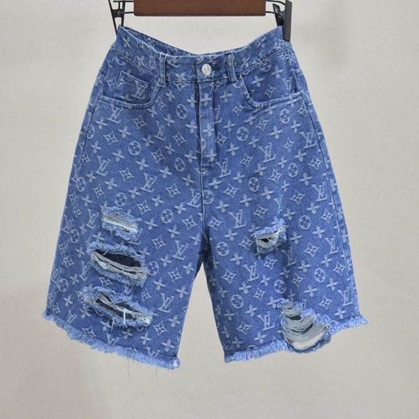 

tie-in flower jean shorts female 2020 european version high waist broken hole classic joker show thin blue casual fashion summer pants