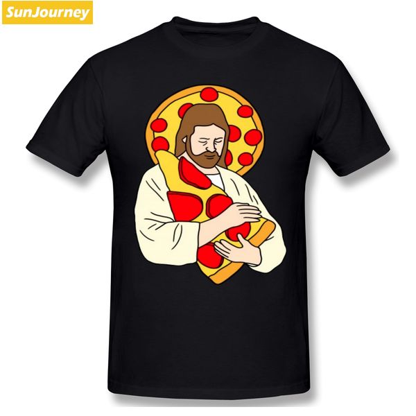 

funny pizza jesus t-shirt men big size cotton crewneck short sleeve t-shirts