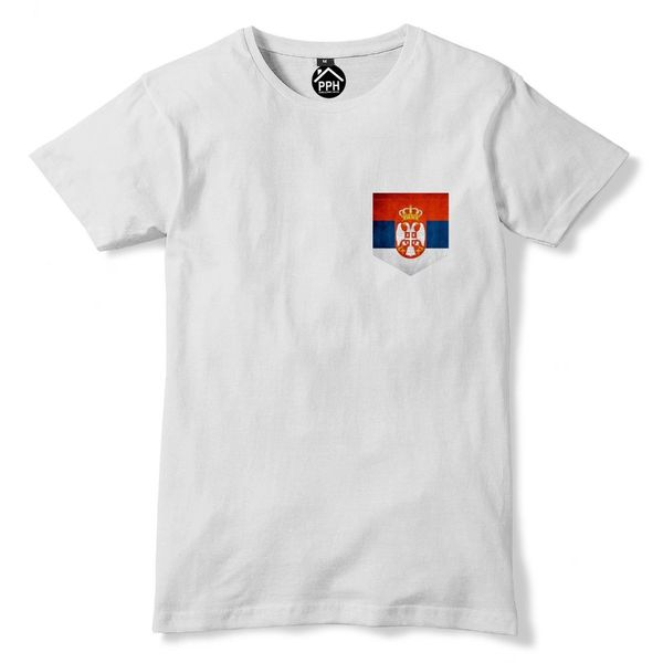 

2019 summer vintage print pocket serbia and montenegro flag tshirt mens footballer t shirt tee