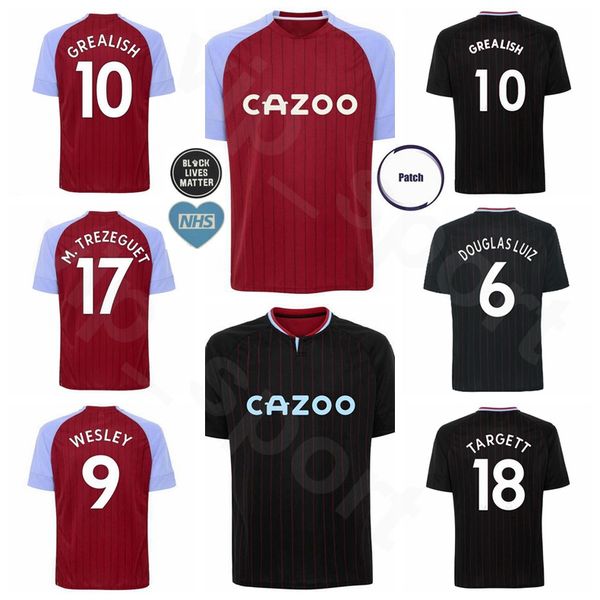 

2020 2021 aston villa 9 wesley soccer jersey 10 grealish 21 el ghazi 7 mcginn 18 targett 24 guilbert nakamba football shirt kits, Black;yellow