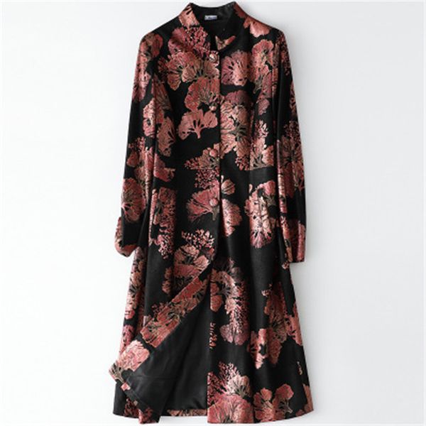 

2020 женщины осень genuine real sheep leather trench h77, Black