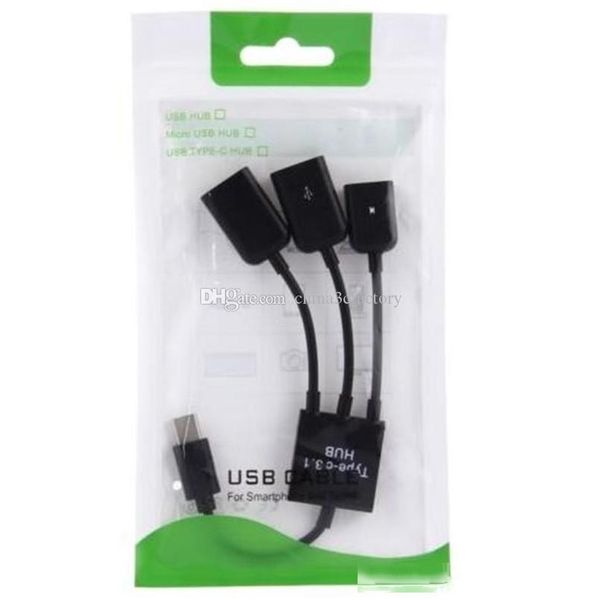 

3 in 1 type-c 3.1 male to usb 2.0 female otg cable multi port hub host adapters