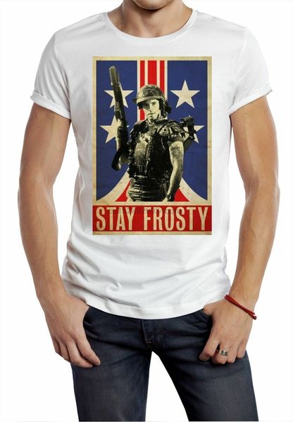 

aliens t-shirt movie white 80s film marines stay frosty space planet retro tee 2