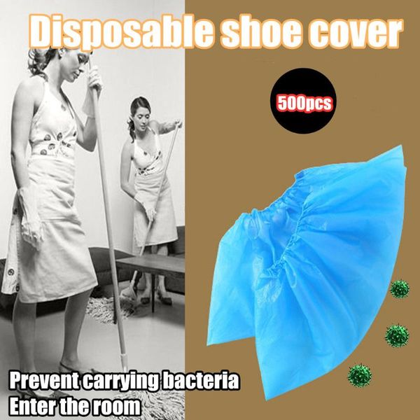 

disposable 500 pcs shoe covers hygienic boot cover for workplace indoor carpet waterproof dustproof plastic lab shoes cover