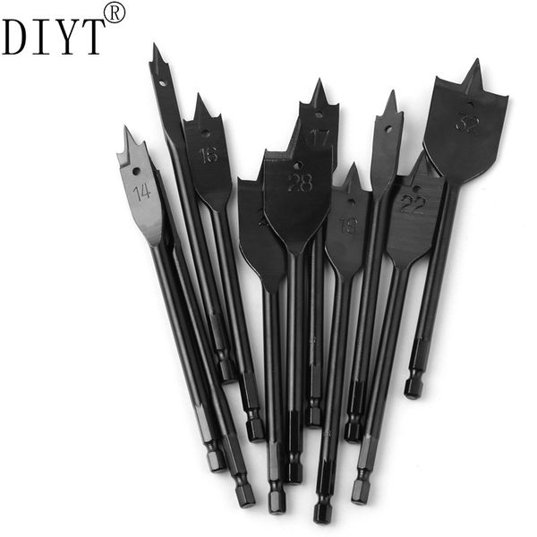 

diy custom 11pc hole drill bit hexagonal shank flat drill three-tipped reamer woodworking tools set