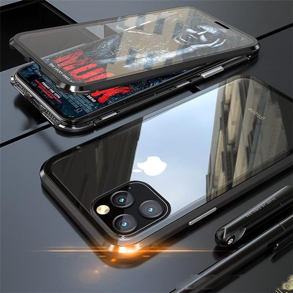 

360 magnetic metal case for iphone 11 pro max front back double tempered glass full protector cover for iphone11 11pro 11promax