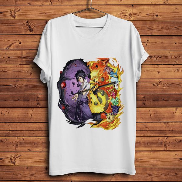 

uzumaki naruto and uchiha sasuke funny anime tshirt men summer new white short sleeve casual homme t shirt streetwear tee