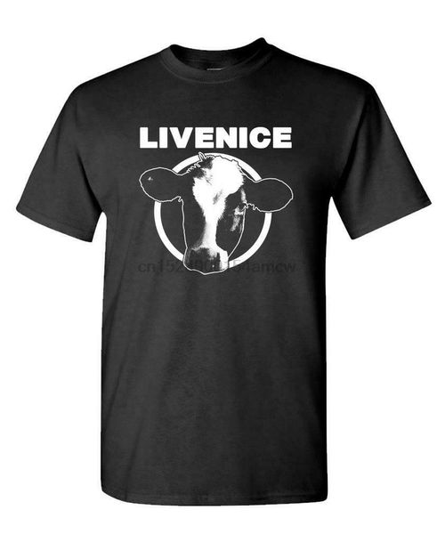 

live nice cow face - cotton t-shirt tee shirt