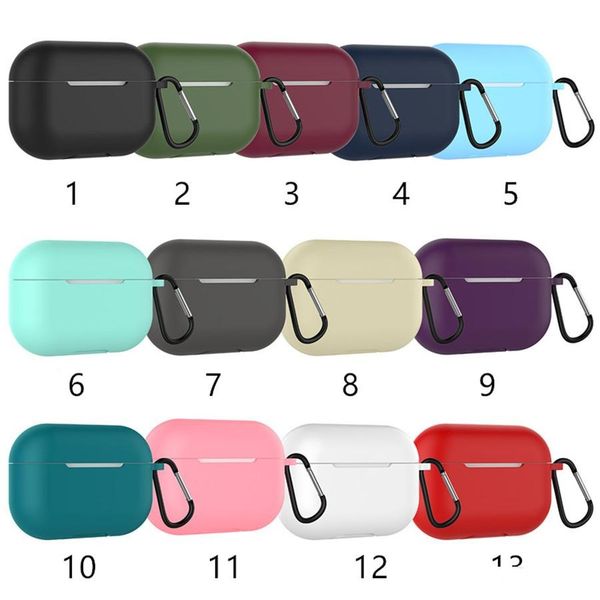 

silicone case protector case for airpods pro anti-lost earbuds case with hook for airpods 3 earphones with opp bag