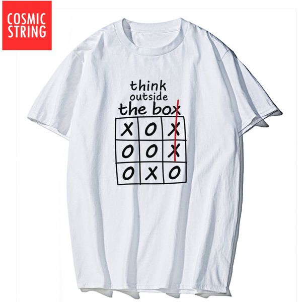 

cosmic string 100% cotton short sleeve think outside the box print men t shirt casual loose men tshirt male t-shirt tee shirts