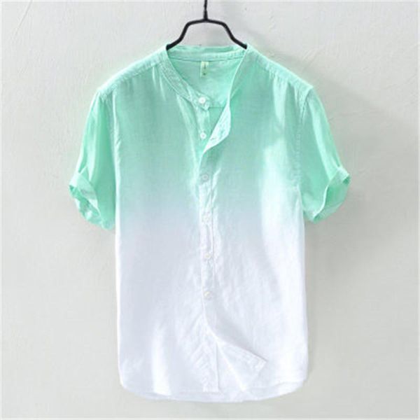 

fashion shirts summer 2019 new men casual breathable collar hanging dyed gradient shirts beach blouses cool eid holidays clothes, White;black
