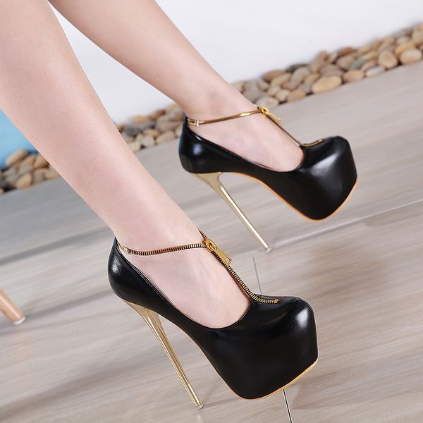 

dress shoes ankle strap heels pumps wedding bridal platform women extreme high ljb119, Black