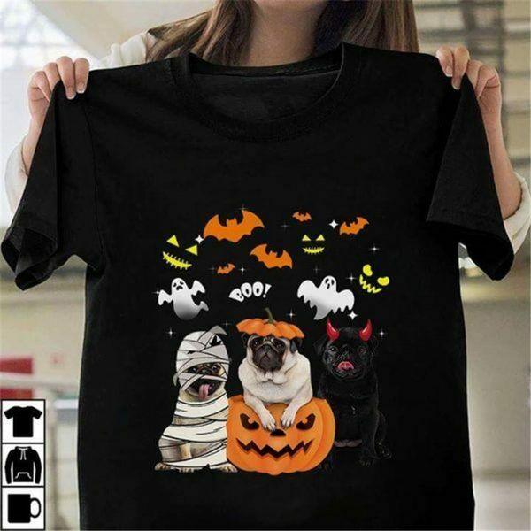 

boo pug halloween men t-shirt s-3xl men women tee shirt