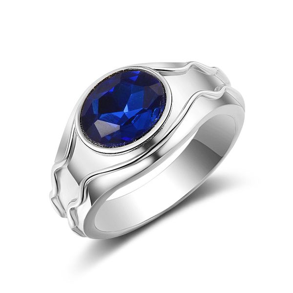 

wedding rings luxury men's ring fashion simple blue gems zircon men band engagement jewelry accessories, Slivery;golden