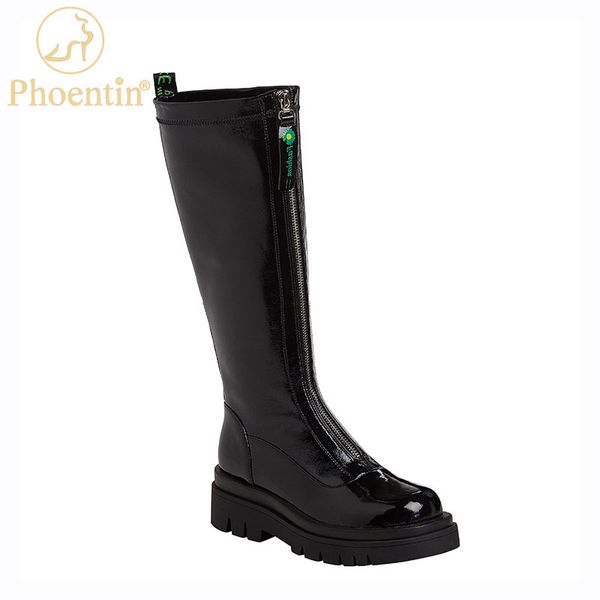

phoentin black front zip knee high boots women's winter thick sole boot platform booties fashion tide woman shoes ft1174
