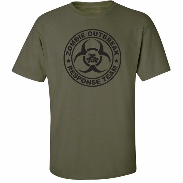 

new 2019 print letters men 100 % cotton t shirt for men zombie outbreak response team short sleeve t-shirt in military green