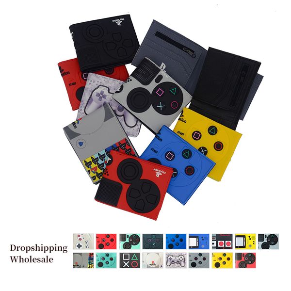 

game handle wallet ps1 shape coin purse with card holder for man bi-fold coin purse id card holder pvc short wallet, Red;black