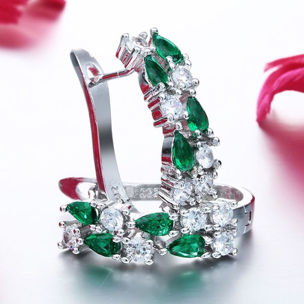 

stud fashion lady earring classic blue green stone earrings for women water drop shape aretes de mujer modernos 2021, Golden;silver