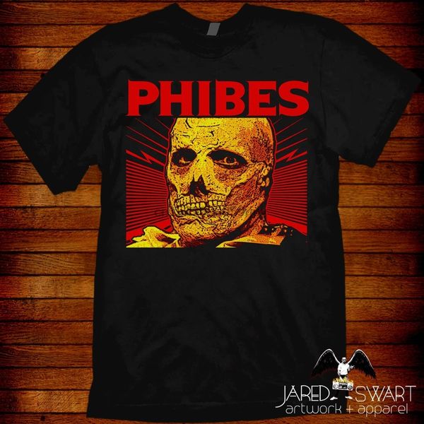 

dr. phibes t shirt artwork by jared swart. sizes s m l xl 2xl 3xl 4xl 5xl also in ladies fit s 2xl