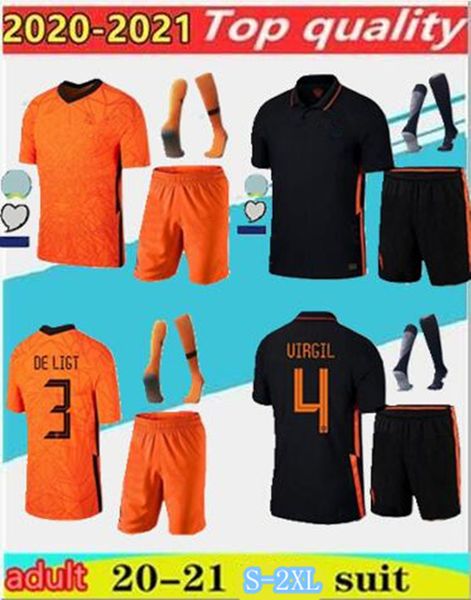 

men 20 21 netherlands soccer jerseys de jong wijnaldum holland virgil football kits shirt 2020 strootman memphis set uniforms, Black;yellow