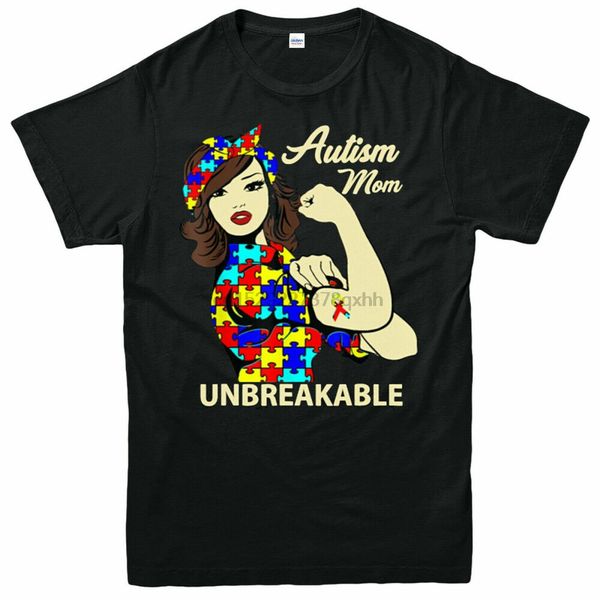 

autism t-shirt love heart mom unbreakable awareness kids tee top