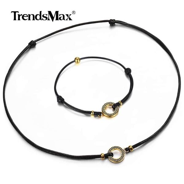 

уникальная новой простой кожаный браслет choker ожерелье набор для мужчин женщины золото шарм регулируемого rope chain лаки ювелирных наборы, Silver