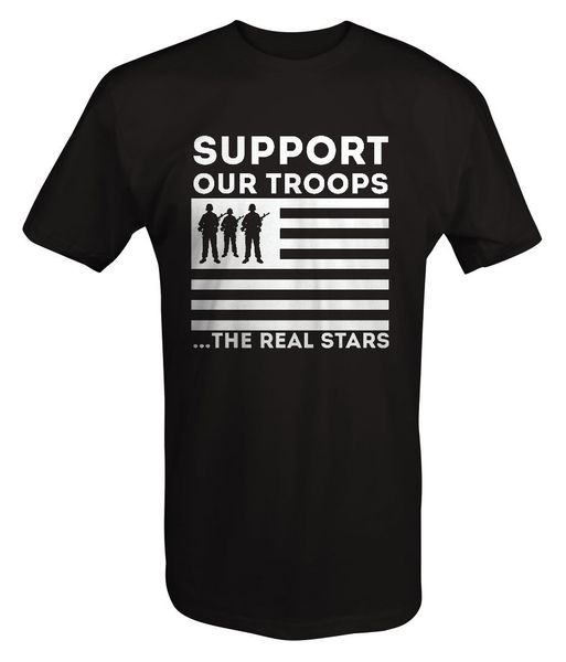 

2020 fashion support our troops - the real stars military flag soliders t shirt tee shirt