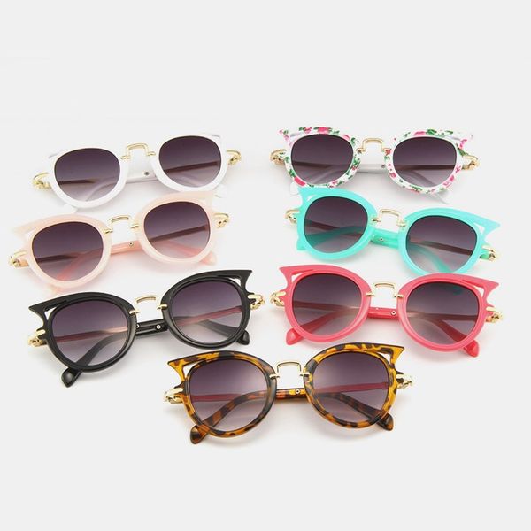 

sunglasses vintage cat eye children classic boys and girls plastic anti-reflective mirror glasses fashion kids sun uv400, White;black