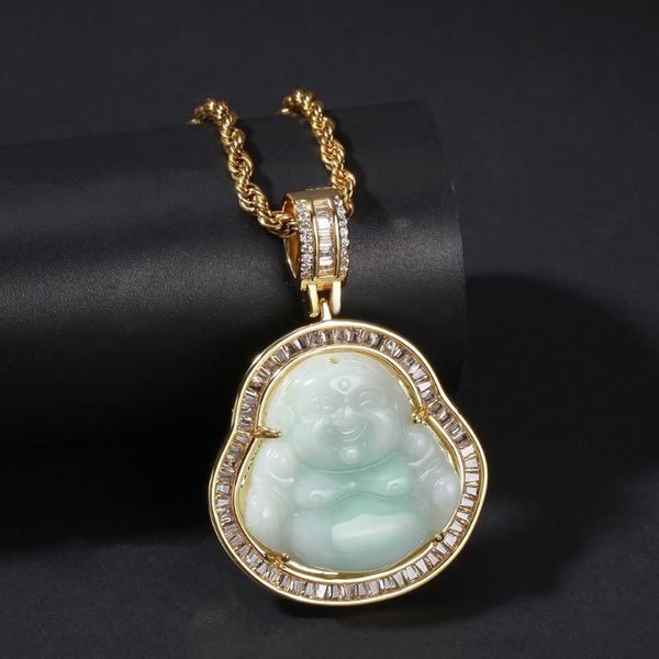 

мужские iced out ожерелье поддельный micro onyx будда clear stone hip hop подвеска cz chain01, Silver