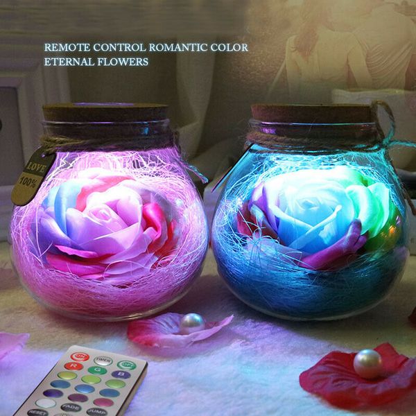 

party favor fashion eternal rose preserved glass beauty led light romantic gift love artificial valentine's