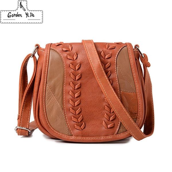 

vintage leather shoulder bag patchwork knitting women messenger bags crossbody women bags new arrivals