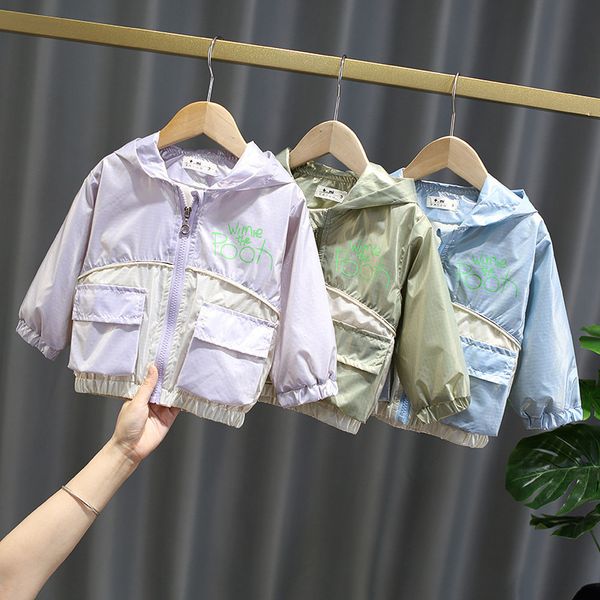 

korean-style spring and autumn fashion paragraph 0-4 years old boy's cartoon printed mixed colors hooded zipper coat single piec, Blue;gray