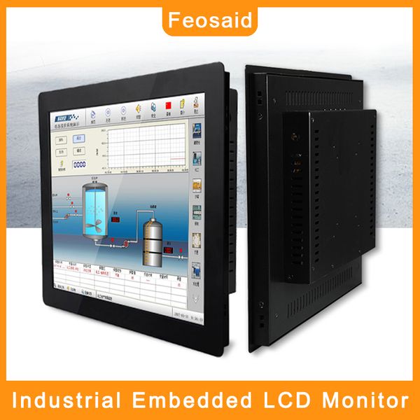 

feosaid 10.1 inch industrial monitor 10" embedded lcd screen display monitor with vga/tv/hdmi/dvi/usb input and resolut 1024x600