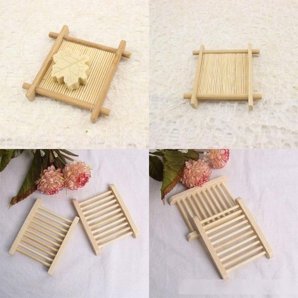

2 styls mixed natural bamboo and wooden soap dishes tray holder storage bath shower plate case bathroom accessories ing