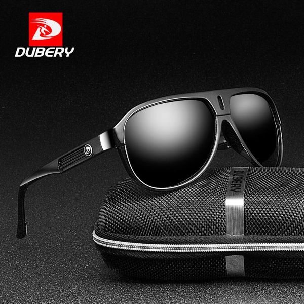 

dubery brand design polarized sunglasses men driving sun glasses men vintage retro mirror goggle eyewear male uv400 zipper box, White;black