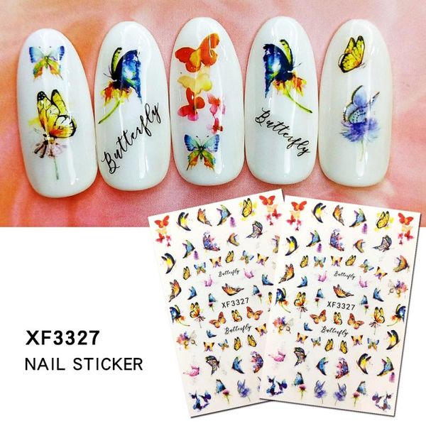 

1pc animal plant nail stickers water decal diy butterfly pattern water transfer nail art sticker nails art decoration tool tslm2, Black