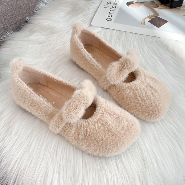 

ballet flats shoes women bow knot slip on fur loafer square toe shallow shoes furry slide casual zapatos de mujer big size 34-43, Black