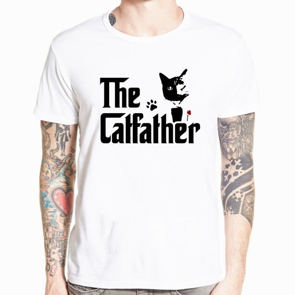 

catfather отец кошек папа смешные футболки мужчины лето повседневная harajuku с коротким рукавом o шея streetwear белая футболка