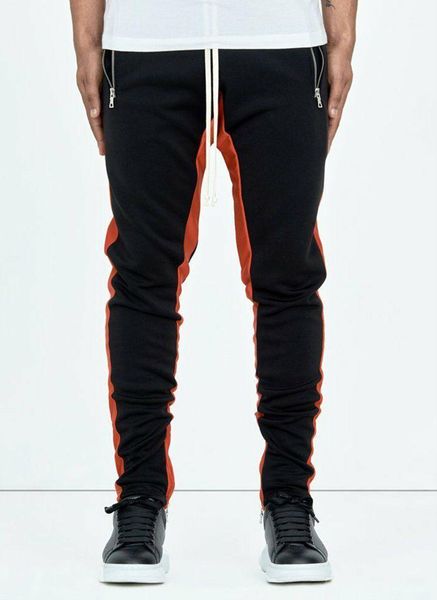 

panelled foot zipper casual running pants fashion skinney male clothing mens 2020 designer sports pencil pants, Black