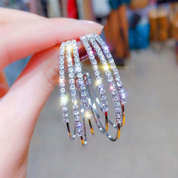 

большие серьги обруча золото серебро цвет rhinestone кристалл круглые серьги для женщин личность ювелирные подарки партия аксессуары, Golden;silver
