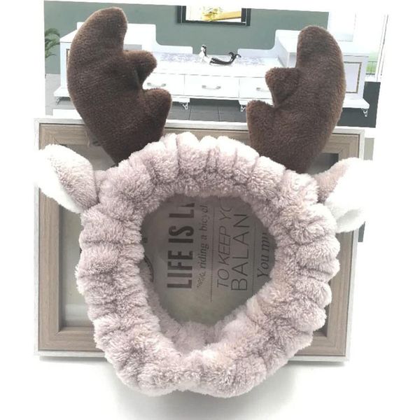 

face washing headband,coral fleece headband, spa headband for makeup, shower, yoga,bath, deer ears for women girls, Silver