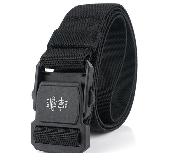 

men belt tactical belt nylon no metal insert buckle men's outdoor sport multifunctional training, Black;brown