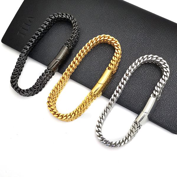 

link, chain men bracelets stainless steel on hand hip hop bracelet black gold jewelry gifts for accessories
