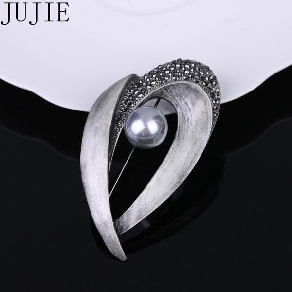 

jujie vintage pearl female brooch geometric irregular pins brooch jewelry, Gray