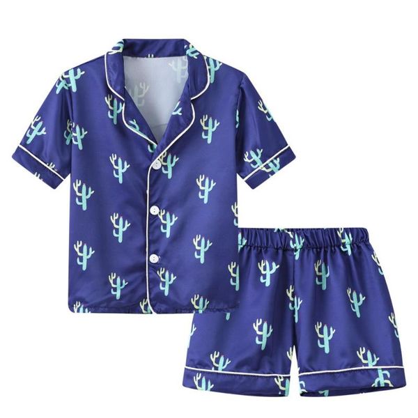 

2020 summer girl boy pajamas set kids 2020 pants sleepwear for boys girls clothes children pajamas suit christmas clothing, Blue;red