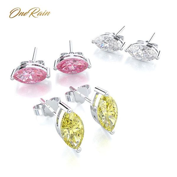 

onerain классик 100% 925 sterling silver mariquesa cut розовый топаз gemstone уха коты белого золота серьги оптовой продажи ювелирных издели, Golden;silver