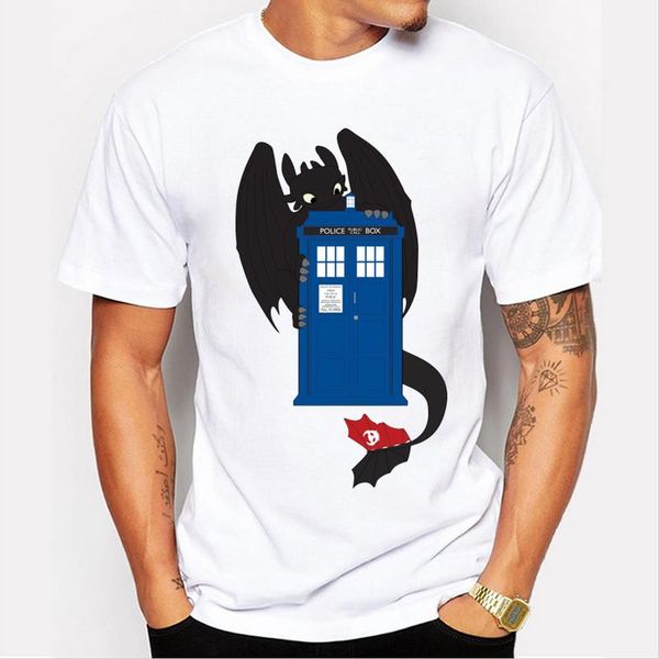 

2018 new fashion bat on the police box design men's cool t shirt hipster cool short sleeve tees