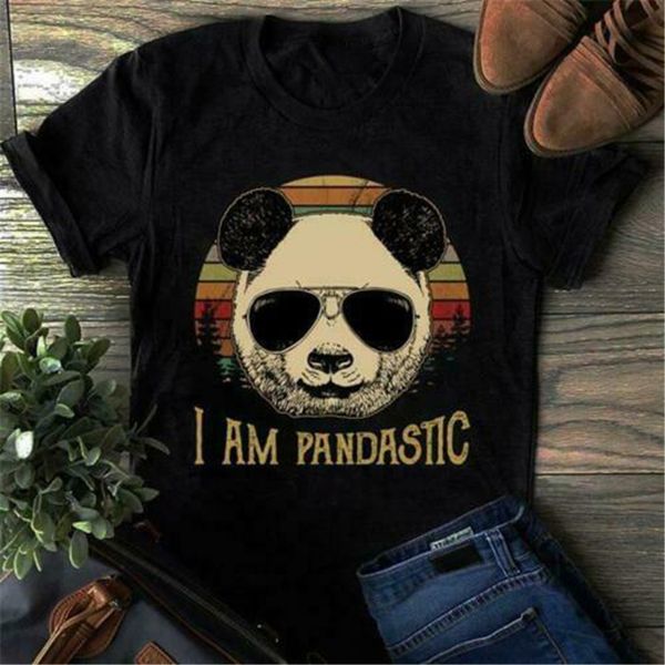 

panda i am pandastic vintage men t-shirt black cotton s-3xl made in usa printing tee shirt